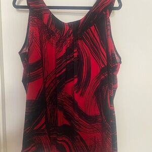 Calvin Klein Red & Black Abstract Sleeveless Camisole